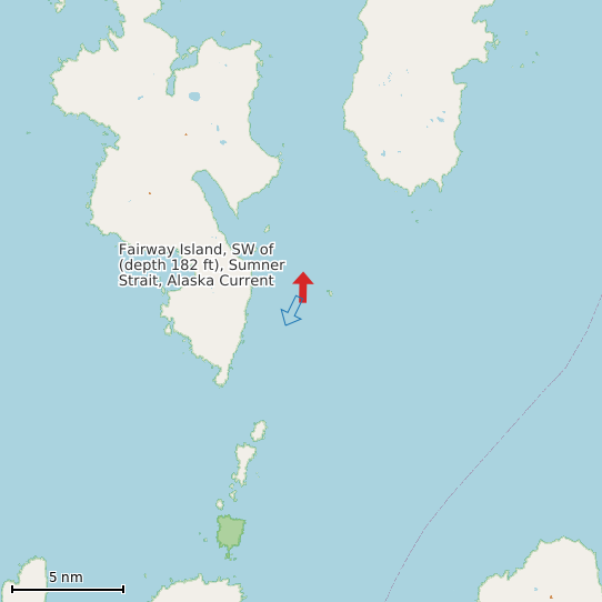Map of Fairway Island, SW of (depth 182 ft), Sumner Strait, Alaska Current Prediction Station