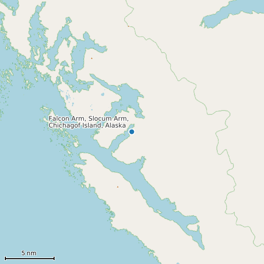 Map of Falcon Arm, Slocum Arm, Chichagof Island, Alaska Tide Prediction Station