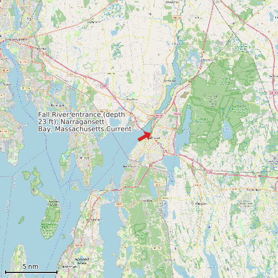 Map of Fall River entrance (depth 23 ft), Narragansett Bay, Massachusetts Current Prediction Station