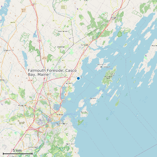 Map of Falmouth Foreside, Casco Bay, Maine Tide Prediction Station