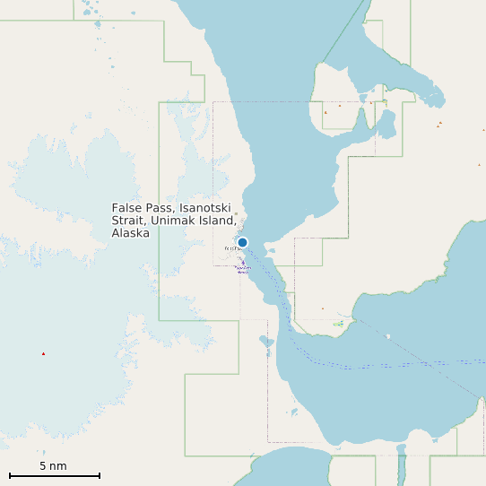 Map of False Pass, Isanotski Strait, Unimak Island, Alaska Tide Prediction Station