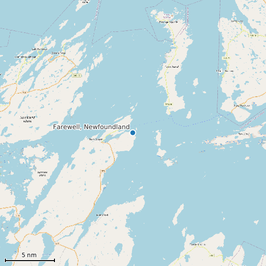 Map of Farewell, Newfoundland Tide Prediction Station