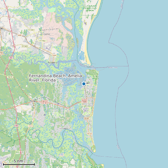 Map of Fernandina Beach, Amelia River, Florida Tide Prediction Station