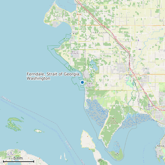 Map of Ferndale, Strait of Georgia, Washington Tide Prediction Station