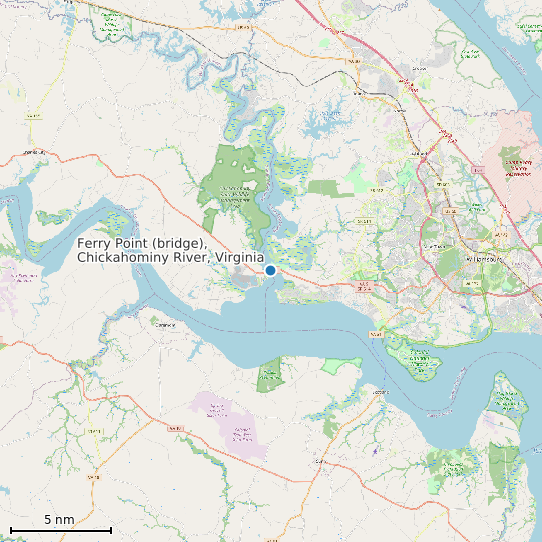 Map of Ferry Point (bridge), Chickahominy River, Virginia Tide Prediction Station