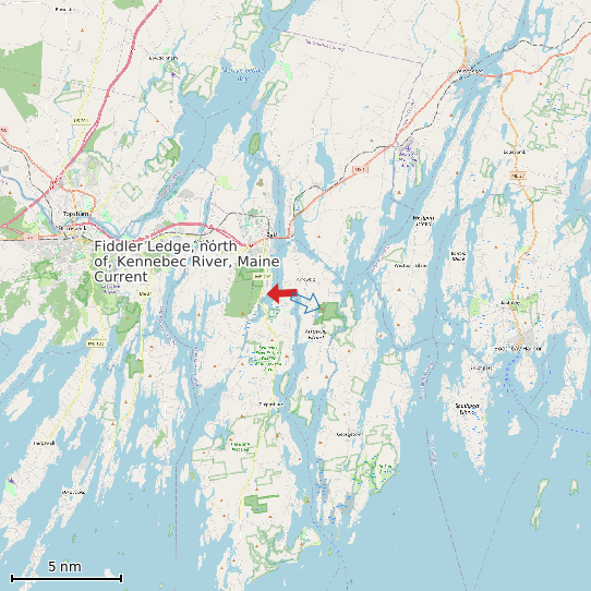 Map of Fiddler Ledge, north of, Kennebec River, Maine Current Prediction Station