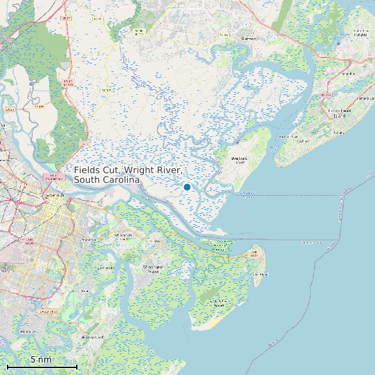 Map of Fields Cut, Wright River, South Carolina Tide Prediction Station