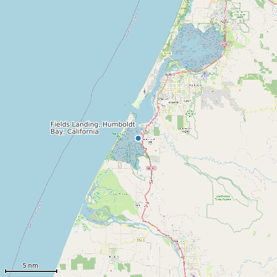 Map of Fields Landing, Humboldt Bay, California Tide Prediction Station