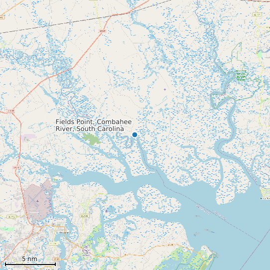 Map of Fields Point, Combahee River, South Carolina Tide Prediction Station