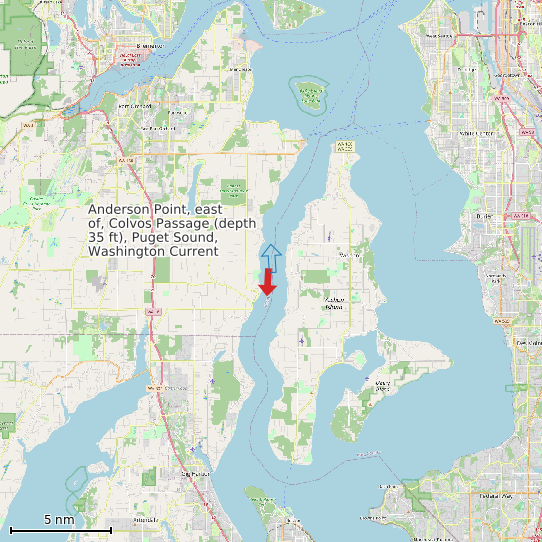 Map of Anderson Point, east of, Colvos Passage (depth 35 ft), Puget Sound, Washington Current Prediction Station