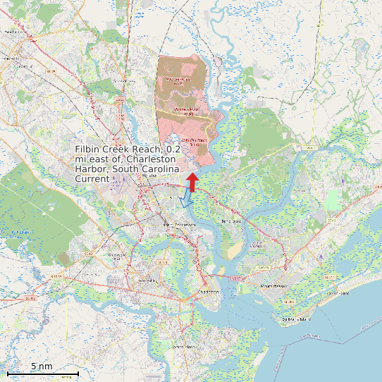 Map of Filbin Creek Reach, 0.2 mi east of, Charleston Harbor, South Carolina Current Prediction Station