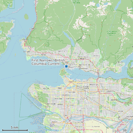 Map of First Narrows, British Columbia Current Prediction Station