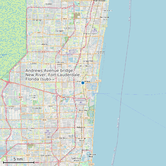 Map of Andrews Avenue bridge, New River, Fort Lauderdale, Florida (sub) Tide Prediction Station