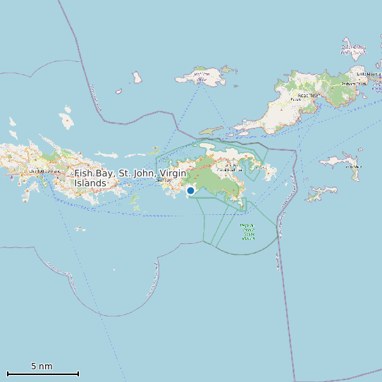 Map of Fish Bay, St. John, Virgin Islands Tide Prediction Station