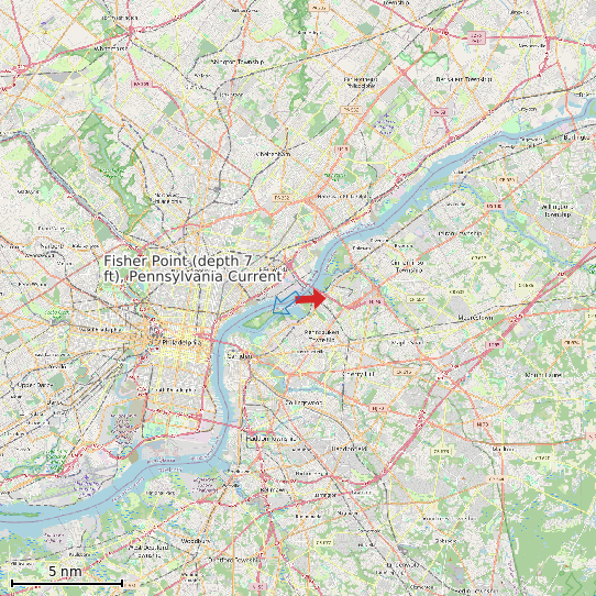 Map of Fisher Point (depth 7 ft), Pennsylvania Current Prediction Station