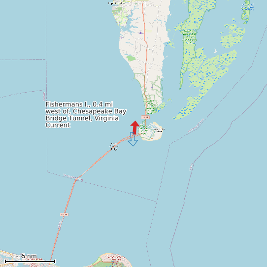 Map of Fishermans I., 0.4 mi west of, Chesapeake Bay Bridge Tunnel, Virginia Current Prediction Station