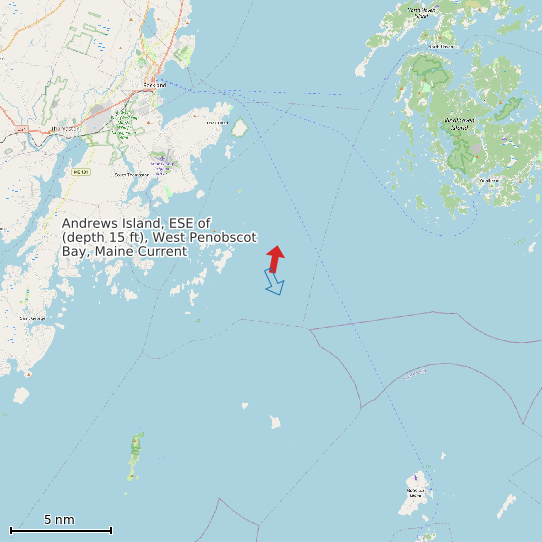 Map of Andrews Island, ESE of (depth 15 ft), West Penobscot Bay, Maine Current Prediction Station