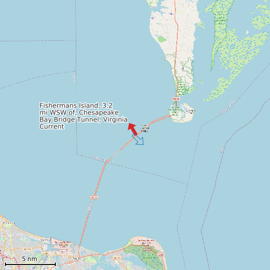 Map of Fishermans Island, 3.2 mi WSW of, Chesapeake Bay Bridge Tunnel, Virginia Current Prediction Station