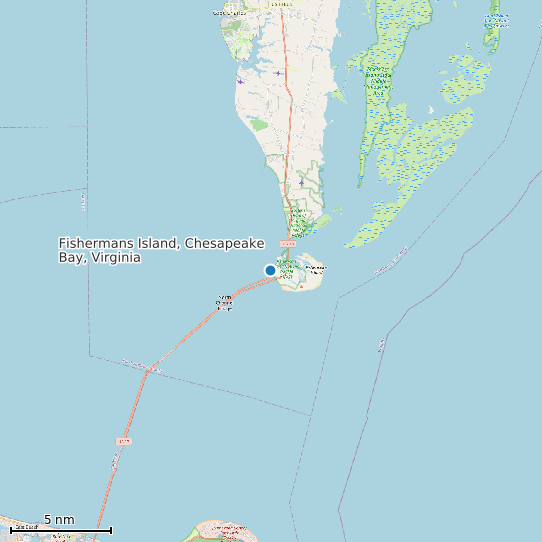 Map of Fishermans Island, Chesapeake Bay, Virginia Tide Prediction Station
