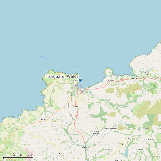 Map of Fishguard, Wales Tide Prediction Station