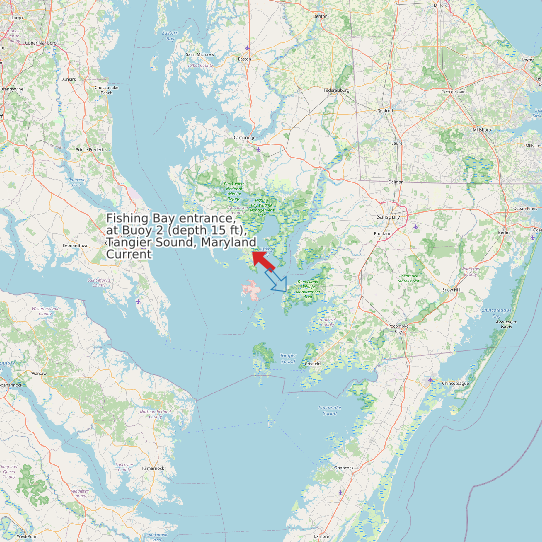 Fishing Bay entrance, at Buoy 2 (depth 15 ft), Tangier Sound, Maryland Current map