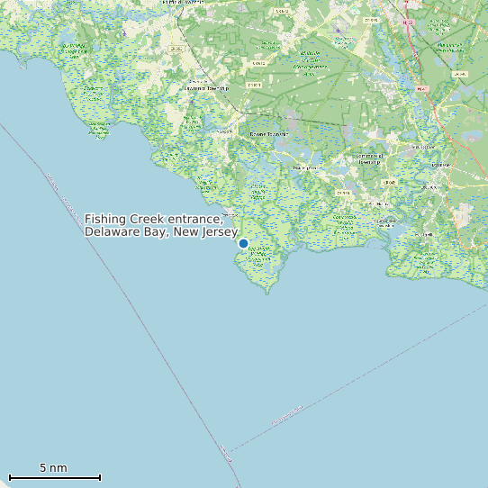 Map of Fishing Creek entrance, Delaware Bay, New Jersey Tide Prediction Station
