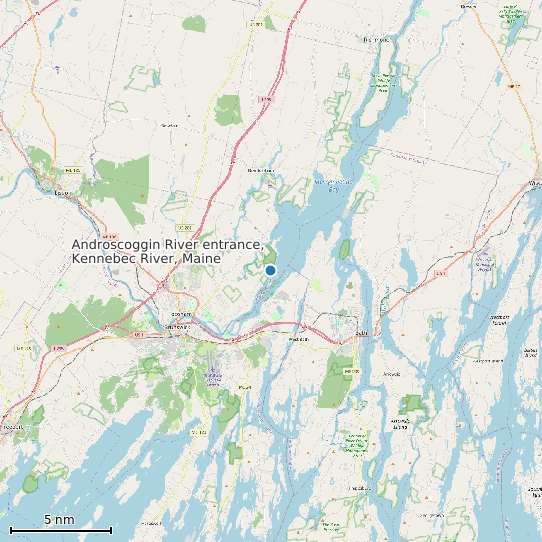 Map of Androscoggin River entrance, Kennebec River, Maine Tide Prediction Station