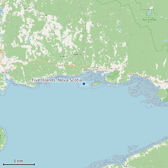 Map of Five Islands, Nova Scotia Tide Prediction Station