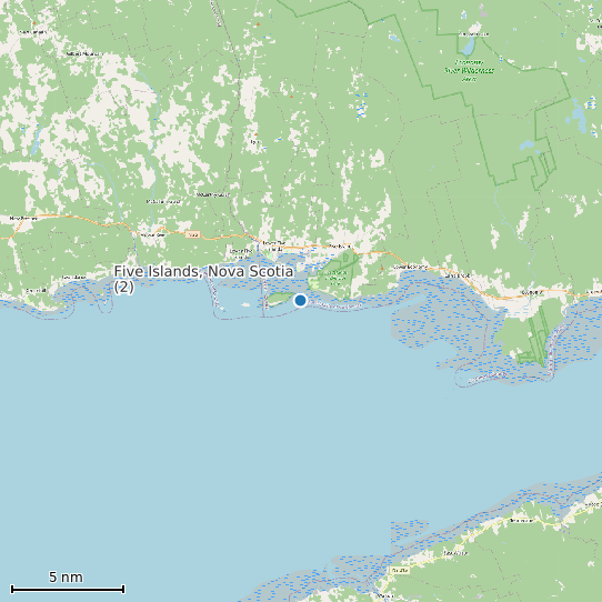 Map of Five Islands, Nova Scotia (2) Tide Prediction Station