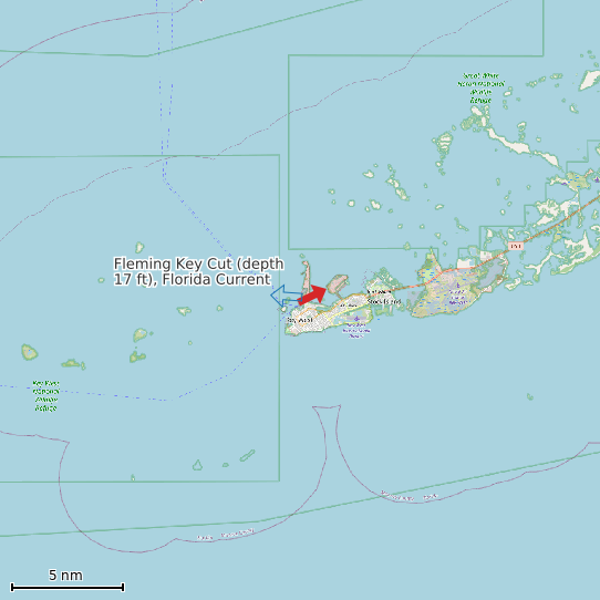 Map of Fleming Key Cut (depth 17 ft), Florida Current Prediction Station
