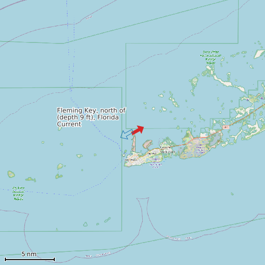 Map of Fleming Key, north of (depth 9 ft), Florida Current Prediction Station