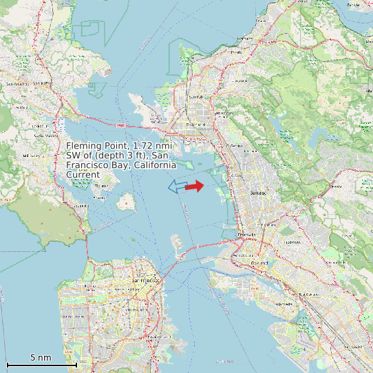 Map of Fleming Point, 1.72 nmi SW of (depth 3 ft), San Francisco Bay, California Current Prediction Station