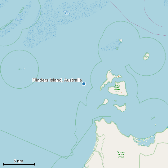 Map of Flinders Island, Australia Tide Prediction Station