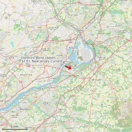 Map of Florence Bend (depth 37 ft), New Jersey Current Prediction Station