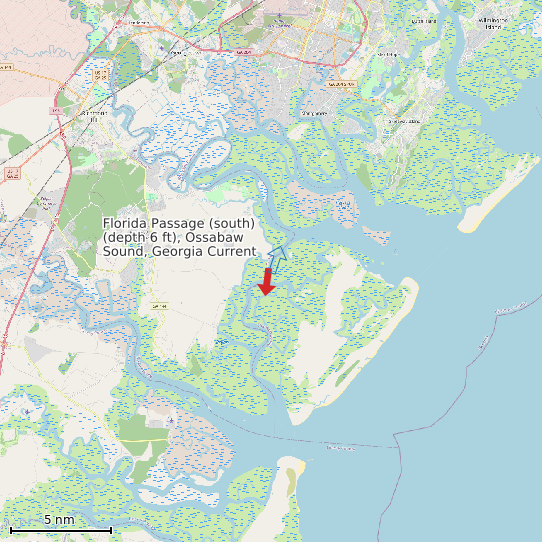 Map of Florida Passage (south) (depth 6 ft), Ossabaw Sound, Georgia Current Prediction Station