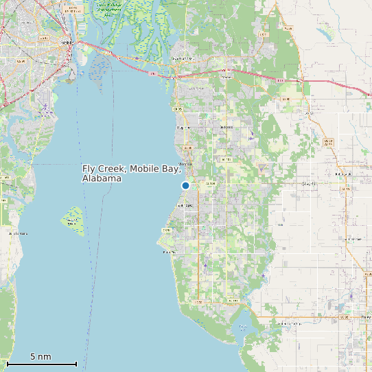 Map of Fly Creek, Mobile Bay, Alabama Tide Prediction Station