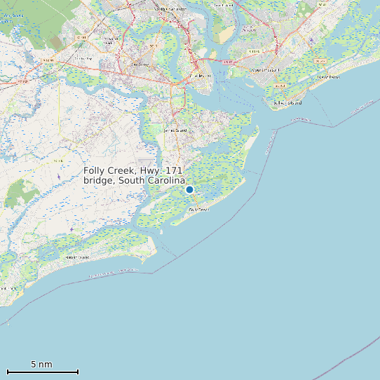 Map of Folly Creek, Hwy. 171 bridge, South Carolina Tide Prediction Station