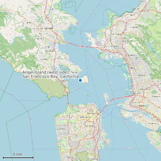 Map of Angel Island (west side), San Francisco Bay, California Tide Prediction Station
