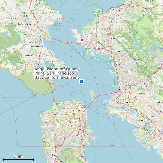Map of Angel Island off Quarry Point, San Francisco Bay, California Current Prediction Station