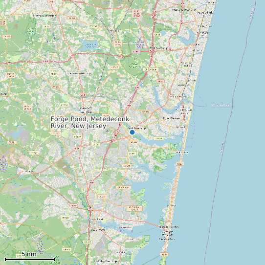 Map of Forge Pond, Metedeconk River, New Jersey Tide Prediction Station