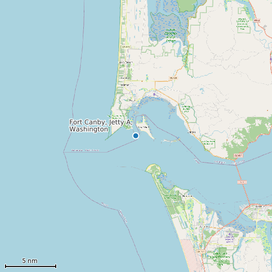 Map of Fort Canby, Jetty A, Washington Tide Prediction Station
