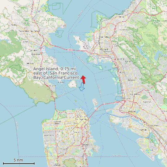 Map of Angel Island, 0.75 mi east of, San Francisco Bay, California Current Prediction Station