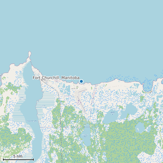 Map of Fort Churchill, Manitoba Tide Prediction Station