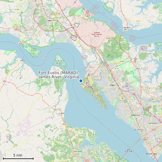 Map of Fort Eustis (MARAD), James River, Virginia Tide Prediction Station