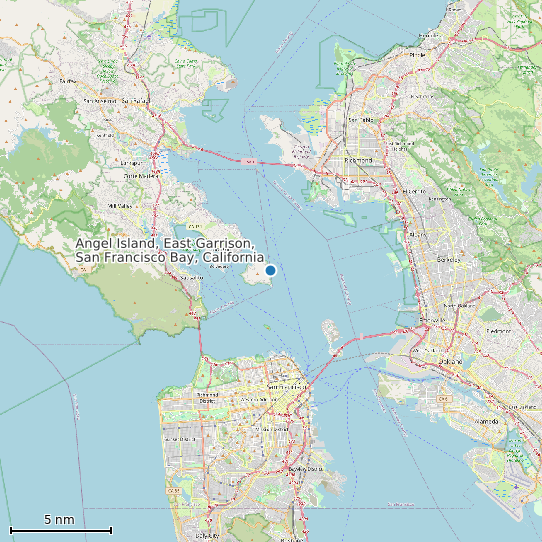 Map of Angel Island, East Garrison, San Francisco Bay, California Tide Prediction Station