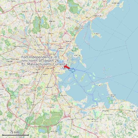 Map of Fort Independence, 0.1 nmi north of (depth 26 ft), Massachusetts Current Prediction Station