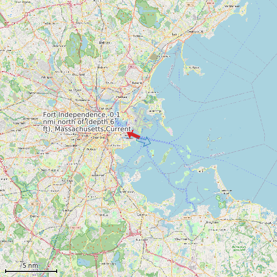 Map of Fort Independence, 0.1 nmi north of (depth 6 ft), Massachusetts Current Prediction Station