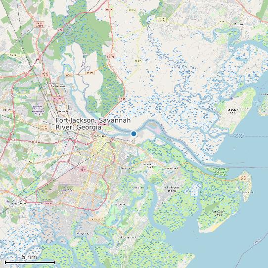 Map of Fort Jackson, Savannah River, Georgia Tide Prediction Station