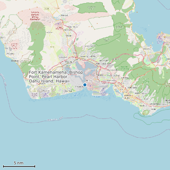 Map of Fort Kamehameha, Bishop Point, Pearl Harbor, Oahu Island, Hawaii Tide Prediction Station