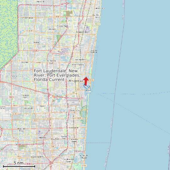 Map of Fort Lauderdale, New River, Port Everglades, Florida Current Prediction Station